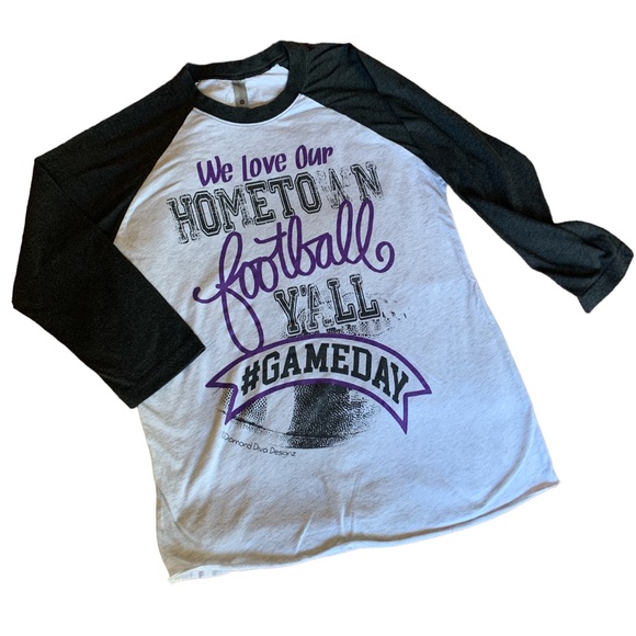 Next Level Apparel Tops - We Love Our Hometown Football Y’ALL #GAMEDAY Diamond Diva Design Tee Shirt Small
